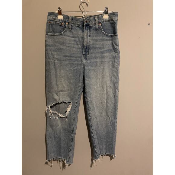 Madewell‎ The Perfect Vintage Jean Straight Light Wash Ripped Edition Women's 31 - Picture 1 of 8